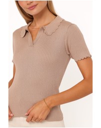Petal & Pup - Aradia Scallop Collar Polo - Grey Morn