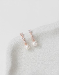 The White Collection - Beatrice - Classic Rose Gold Pearl Bridal Earrings