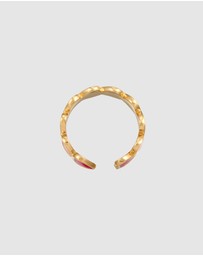 Elli Jewelry - Ring Heart Love Design Open with Enamel in 925 Sterling Silver Gold Plated