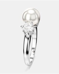 Swarovski - Matrix cocktail ring, Crystal pearl, Round cut, White, Rhodium plated