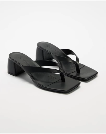 Atmos&Here - Gemma Block Leather Thong Heels