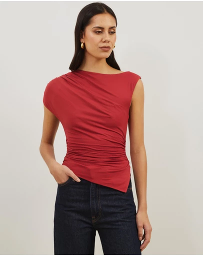 Atmos&Here - Gathered Shoulder Bamboo Top