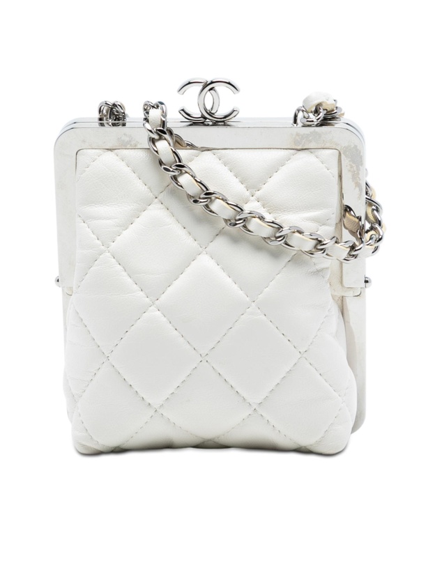 Pre-Loved by Azura Reborn - Pre-Loved Lambskin and Acrylic Kiss Clutch with Chain