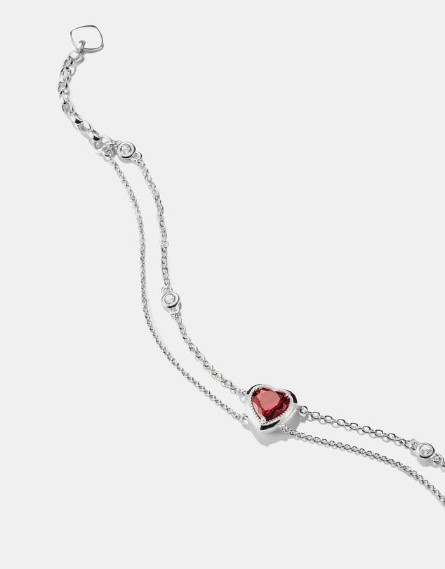 THOMAS SABO - THOMAS SABO Two-Row Bracelet with Red Heart Stone Silver