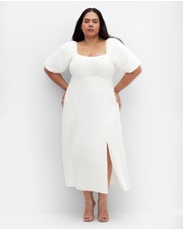 City Chic - Plus size Lori Linen Midi Dress - ivory