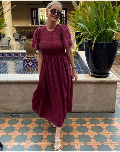 Esther & Co - Iolana Dress - Wine