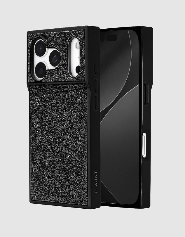 Flaunt - Flaunt Square Elegance Black Crystal MagSafe Case for iPhone 18 Pro Max / 17 Pro Max