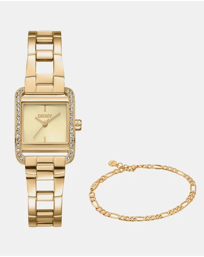 DKNY - Mini Gold 21x27mm Womens Watch + Gold Bracelet