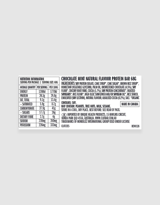 CLIF - Chocolatey Mint Builders Bar - 12x68g