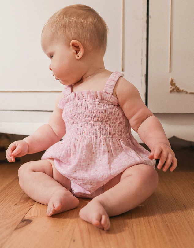Kynd Baby - Shirred Woven Romper Frangipani - Size 000