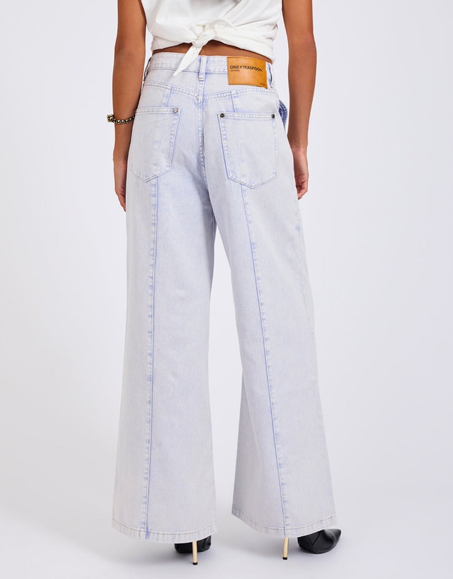 ONE TEASPOON - Hayden High Waist Wide Leg Trouser Denim Jeans - Lavender Blue
