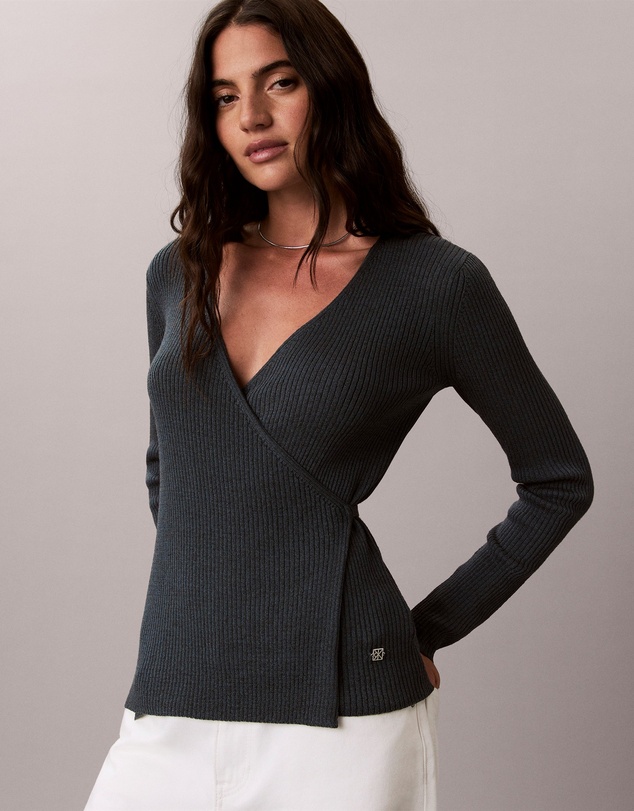 Calvin Klein Jeans - Linen Blend Wrap Jumper