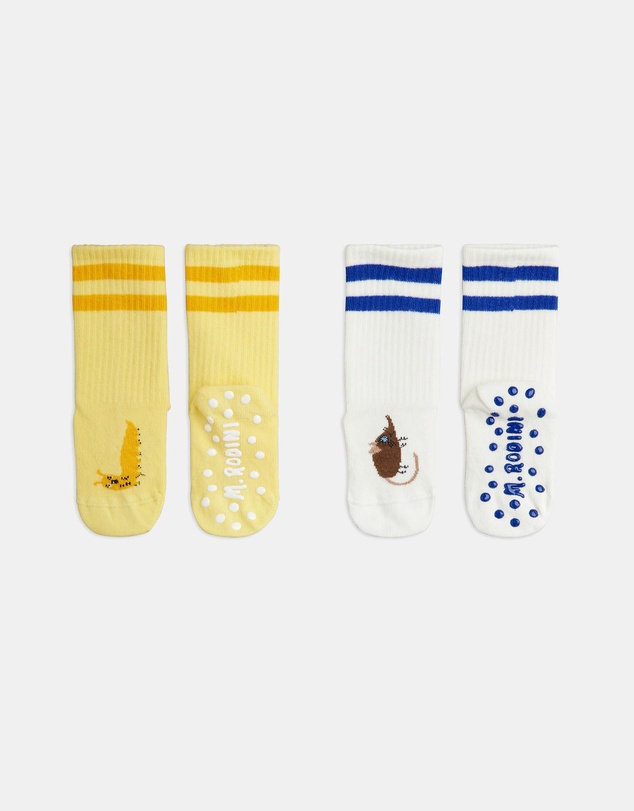Mini Rodini - Velvet Worm 2-Pack Anti-Slip Socks