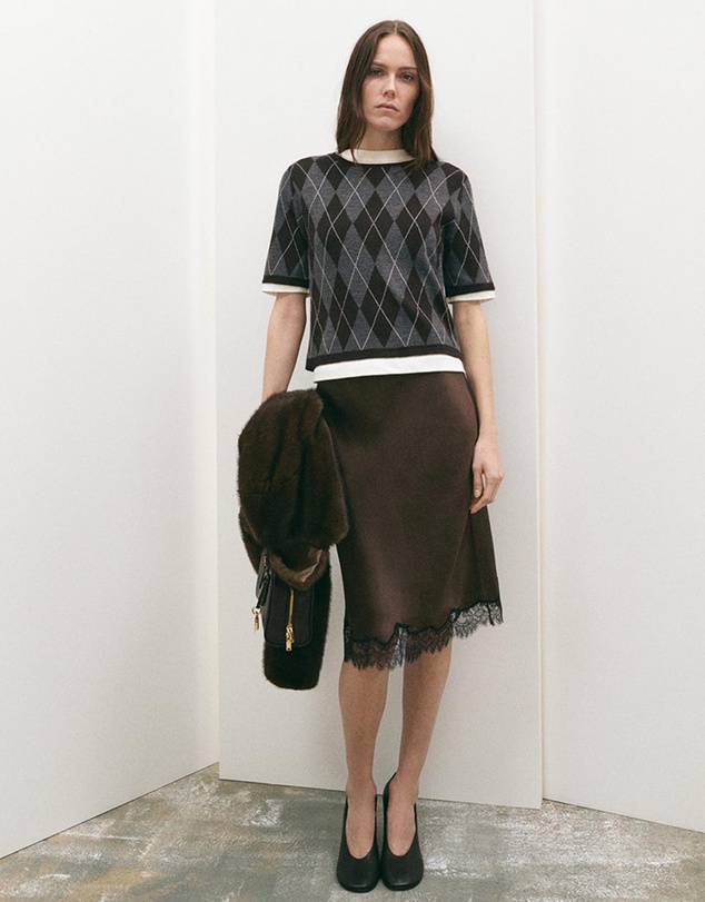 M.N.G - Short-Sleeved Argyle Sweater