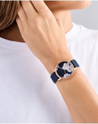 Ted Baker - Phylipa Rose Gold-Tone Printed Blue Leather Watch
