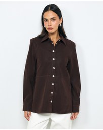 AERE - Suede-Look Panel Shirt