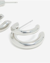 Lovisa - Waterproof Stainless Steel Double Illusion Open Hoop Earrings