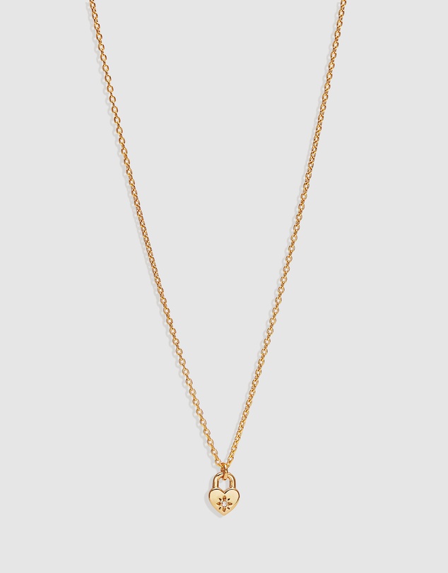 By Charlotte - Crystal Lotus Heart Padlock Necklace