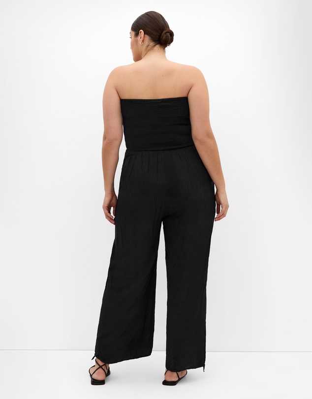 City Chic - Plus size Smocked Strapless Jumpsuit - black