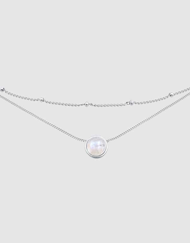 Elli Jewelry - Moonstone Layered Choker in 925 Silver