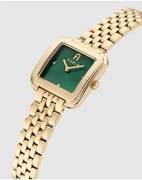 Furla - Diamante 27.5mm Square Green Dial with Gold-Tone Bracelet