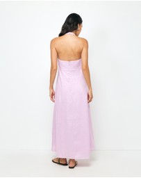 AERE - Lacey Halter Linen Dress