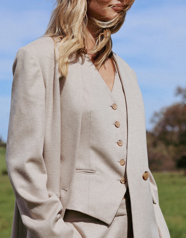 IDA+S - Liora French Silk Wool Collarless Haute Couture Suit Jacket
