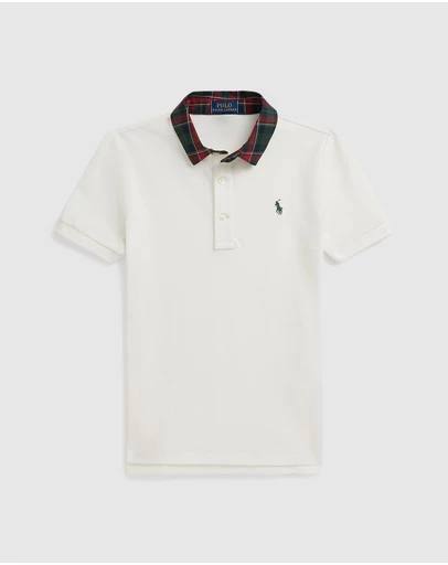 Polo Ralph Lauren - Plaid-Collar Cotton Mesh Polo Shirt - ICONIC EXCLUSIVE - Kids
