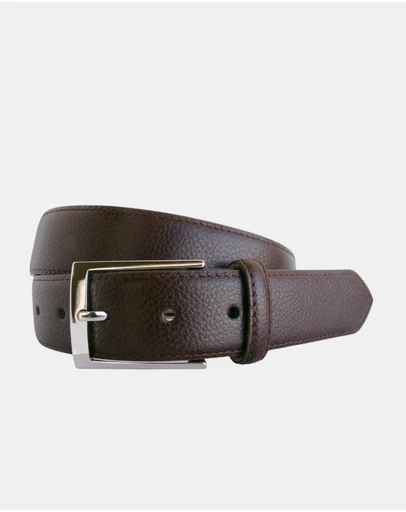 Henry Bucks - HENRY SARTORIAL x LEYVA Pebble Leather Belt BROWN