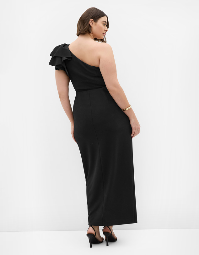 City Chic - Plus size Milani One Shoulder Maxi Dress - black