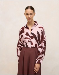 Trenery - Wakame Linen Silk Resort Shirt in Light Pink