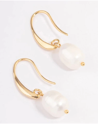 Lovisa - Gold Plated Freshwater Pearl Medium Hook Drop Earrings