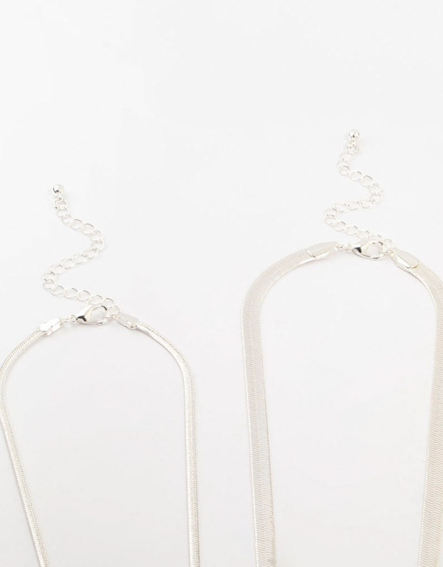 Lovisa - Silver Plated Herringbone Chain Necklaces 2-Pack