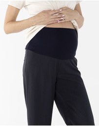 Angel Maternity - Mid Waist Maternity Relax Leg Work Pants - Black