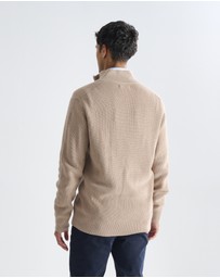 3 Wise Men - 3 Wise Men Frost Zip Neck Wool Blend Knit - Squirrel Brown