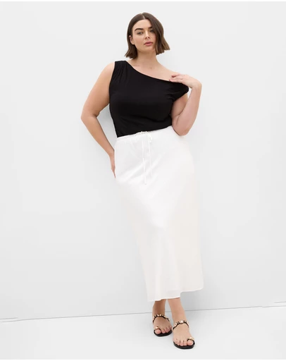 City Chic - Plus size Alexi Maxi Skirt - ivory