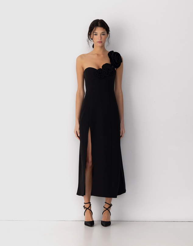 flores rose midi dress THE WOLF GANG | Unique Womenswear | Daria wears the Flores Rose Midi Dress  in Butter   Perfect for event season, shop the bestseller online now  before it's gone
