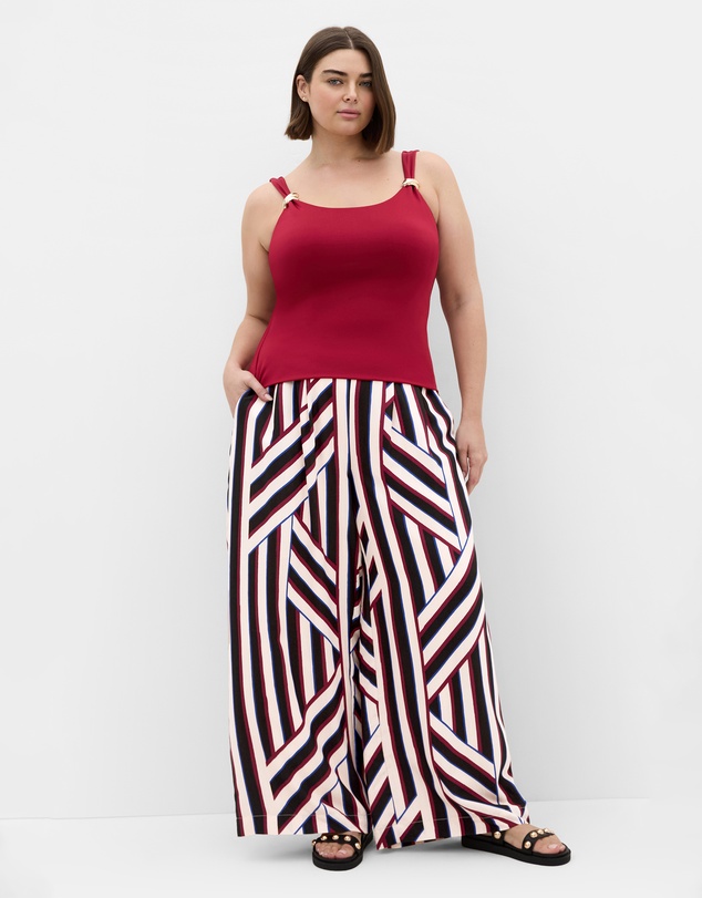 City Chic - Plus size Haylee Timeless Stripe Wide Leg Pant - bone