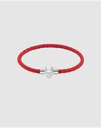 Philipp Plein - PLEIN TAG Silver-Tone  Red Leather Bracelet