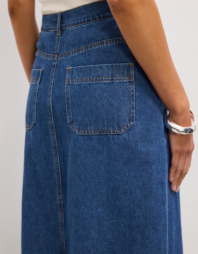 The Fated - Stephanie Soft Denim Midi Skirt