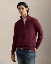 Polo Ralph Lauren - Mesh-Knit Cotton Quarter-Zip Sweater