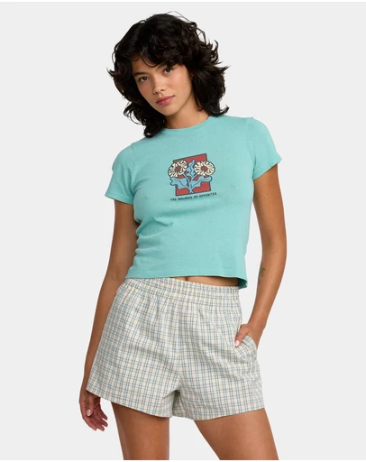 RVCA - Womens Mikey Boxer Elastic Waist Shorts