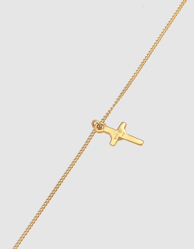 Elli Jewelry - Crystal Cross Choker Necklace in Gold-Plated 925 Silver