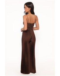 Petal & Pup - Angelique Pleated Jumpsuit - Chocolate Brown