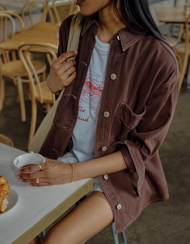 Ceres Life - Bobbi Side Pocket Denim Shacket