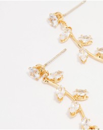 Lovisa - Gold Plated Long Winding Cubic Zirconia Drop Earrings