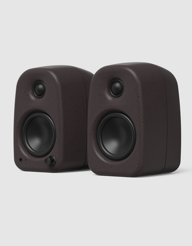 iWorld - Kanto UKI 100W Desktop Speakers with Bluetooth, USB-C, Headphone out, Pumice (Speckled Brown), Pair