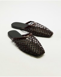 AERE - Woven Leather Slip on Mule