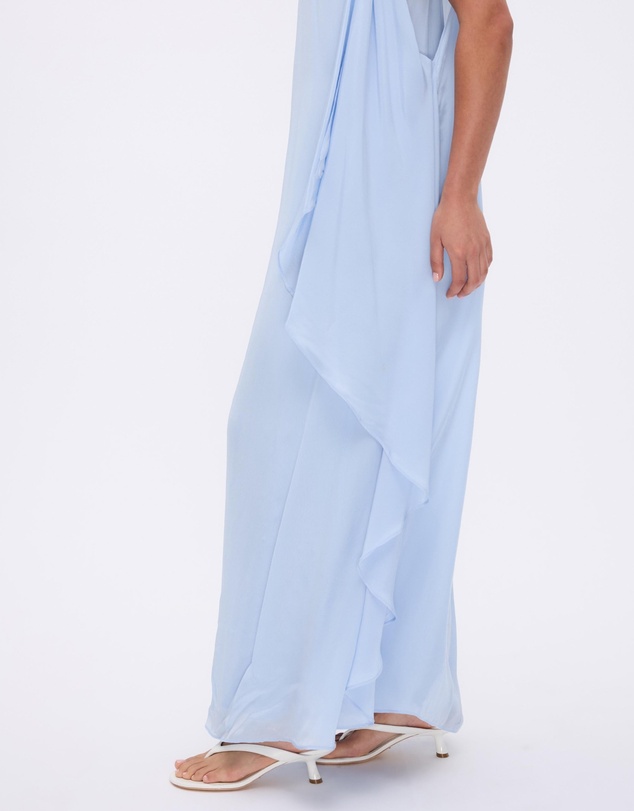 Revibe - Repaired Minima Esenciales Hallie Sheer Viscose Draped Maxi Dress - AU 14