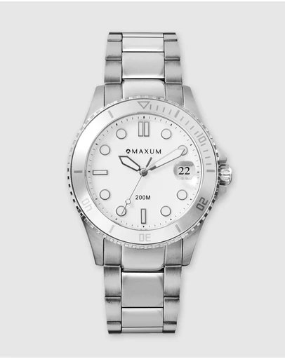 Maxum - Liberty White Dial With Silver Tone Bracelet & Case